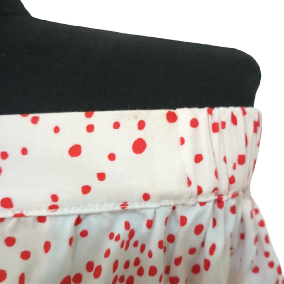H&M Red and White Polka Dot Off-the-Shoulder Balloon 3/4 Sleeve Button Down Top - Picture 11 of 13